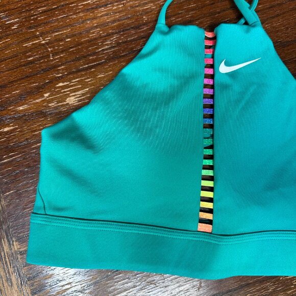 Nike Training Rainbow Ladder Indy Sports Bra Womens Green Size XS Polyester/Span - Picture 5 of 7